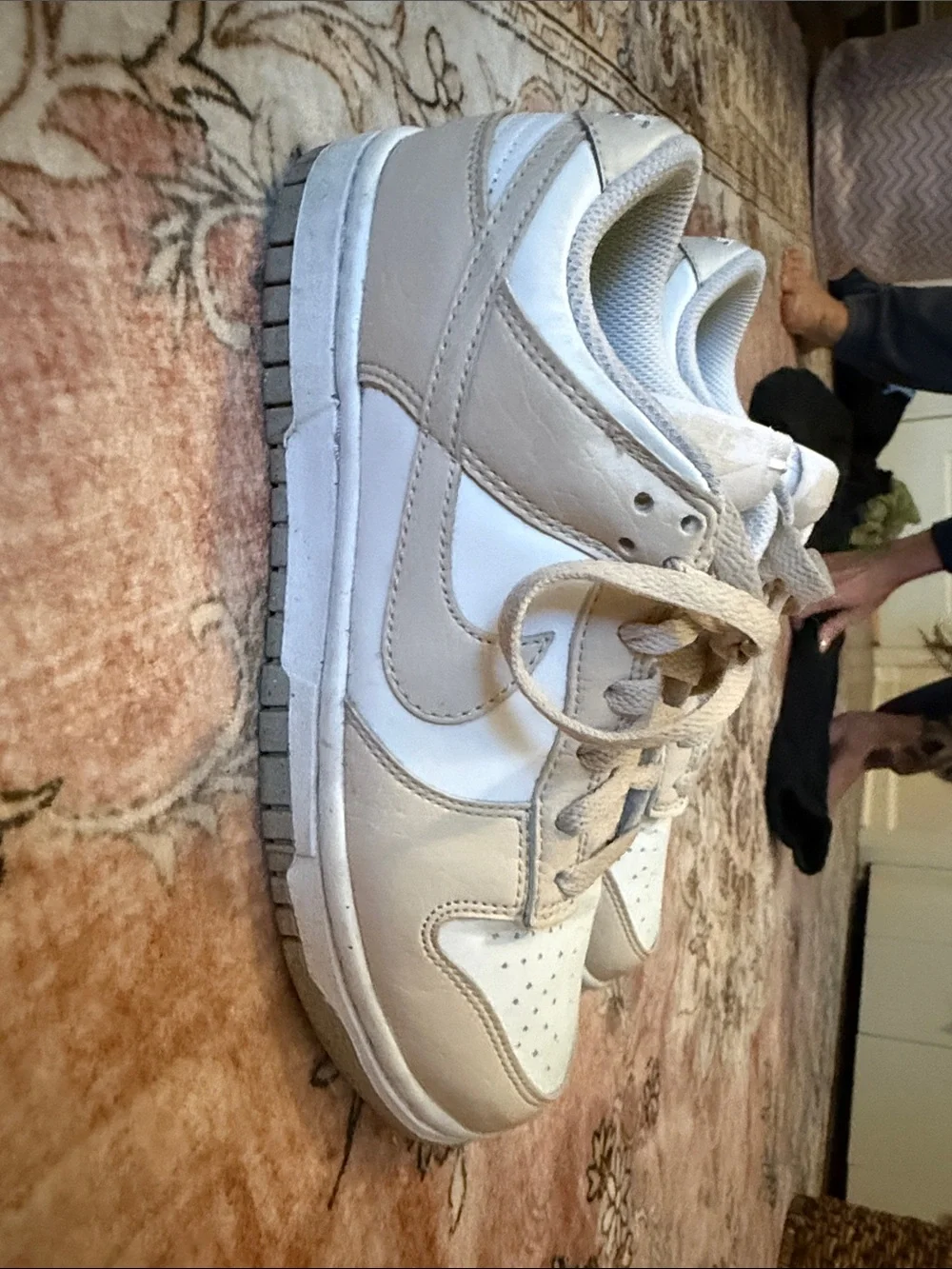 Nike Kids Beige and White Low-Top Sneakers